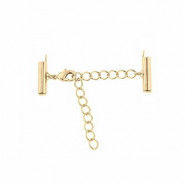 Slide end tubes with extention chain and clasp 10mm - Gold